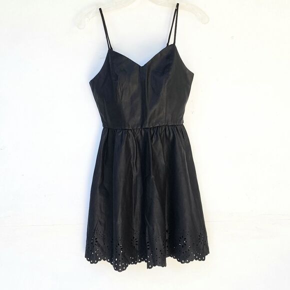 Women's Black Vegan Leather Mini Dress S - Picture 3 of 5